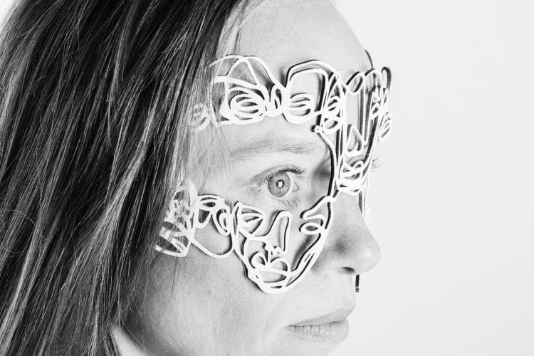 Mask by Salventius and model Janna Handgraaf with white background